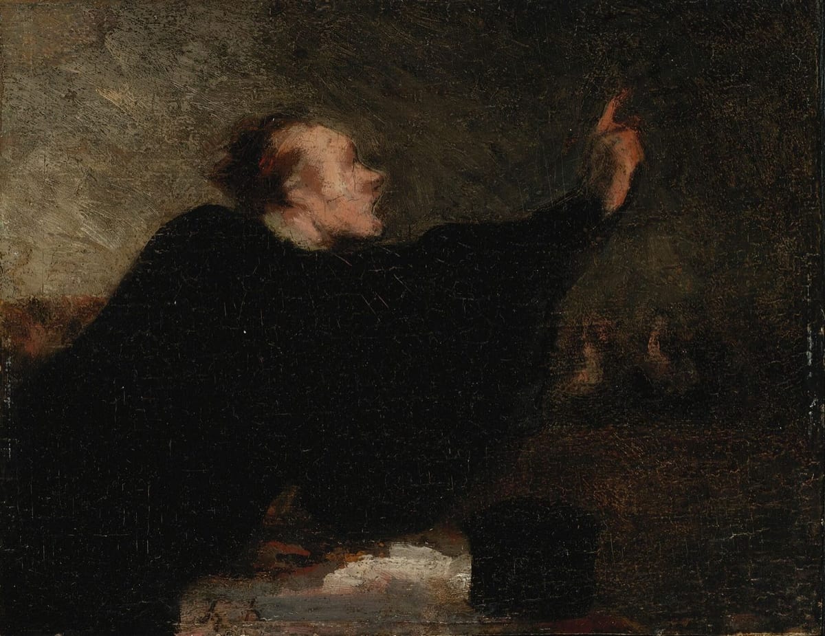 Honoré Daumier, Avocat plaidant : un avocat en robe plaide à la barre