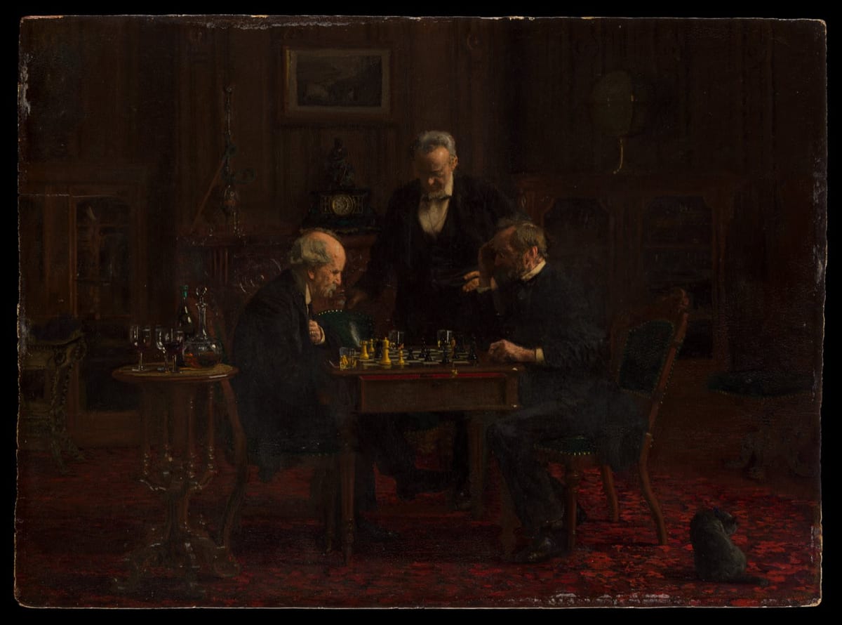 Thomas Eakins, The Chess Players, deux joueurs d’échecs concentrés