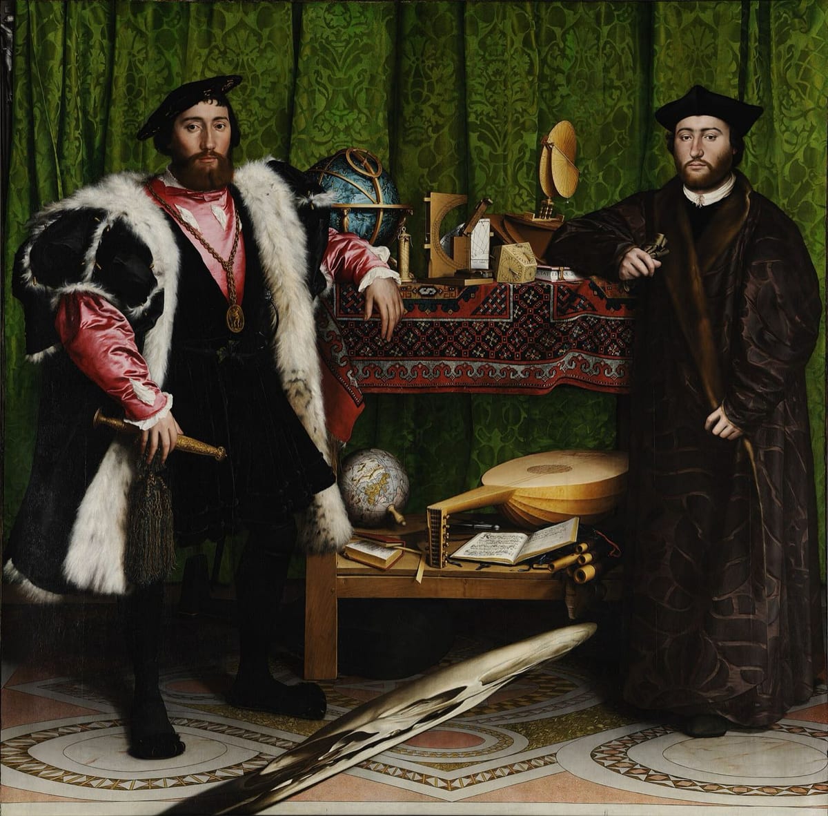 Les Ambassadeurs de Hans Holbein le Jeune, double portrait de deux diplomates