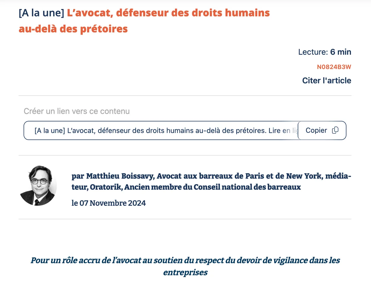L'avocat, défenseur des droits humains au-delà des prétoires