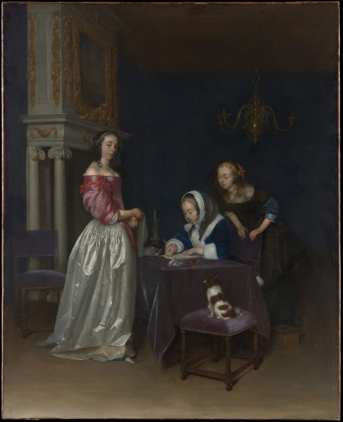 Gerard ter Borch, Curiosity, trois jeunes femmes autour d'une lettre, vers 1660